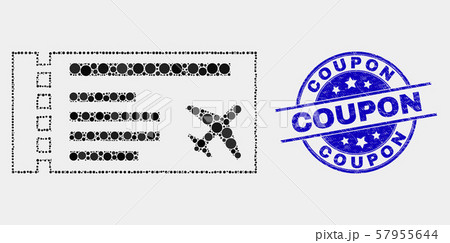 Vector Dot Airticket Icon and Distress Coupon Stamp 57955644