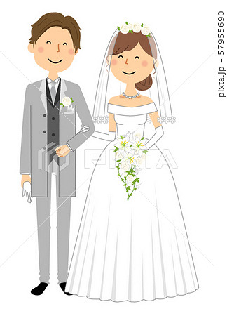 新郎新婦 結婚式のイラスト素材