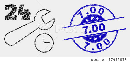 Vector Dotted 24-7 Repair Service Icon and Grunge 7.00 Watermark 57955853