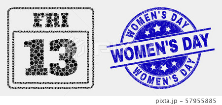 Vector Dotted 13 Friday Calendar Page Icon and Scratched Women S Day Seal Vector Dotted 13 Friday Calendar Page Icon and Scratched Women S Day Seal 57955885