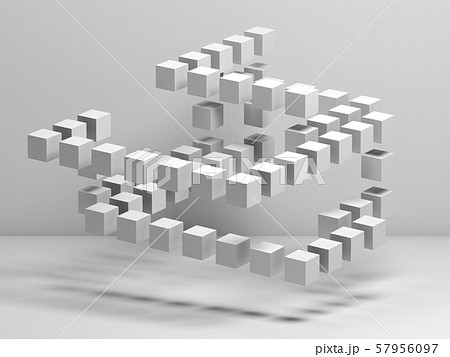White flying 3d cubes installation White flying 3d cubes installation 57956097
