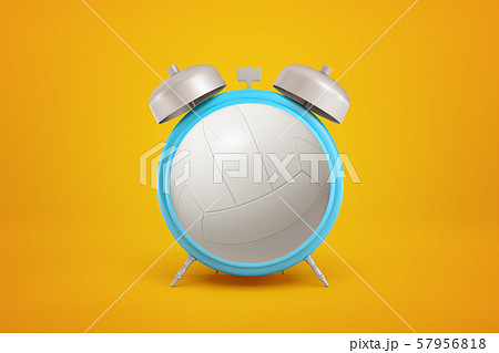 3d rendering of volleyball ball shaped as alarm clock on yellow background 3d rendering of volleyball ball shaped as alarm clock on yellow background 57956818