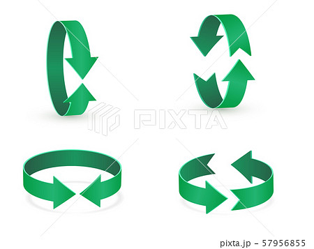 3D rotation sign green icon. 360 rotation arrows Sign. 57956855