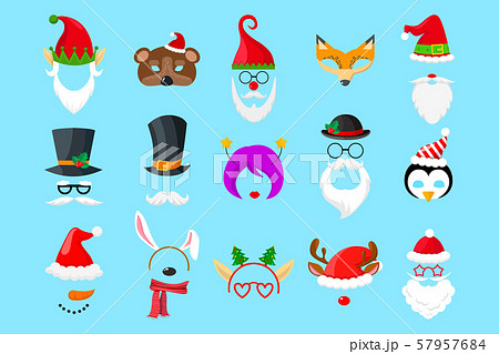 christmas masks on blue background 57957684