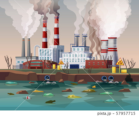 Refinery Factory Smoke Stack Pollution Drawing High-Res Vector Graphic -  Getty Images