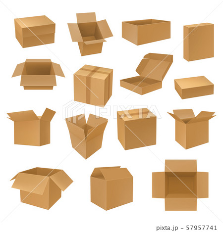 Set of isolated isometric 3d carton boxes. Set of isolated isometric 3d carton boxes. 57957741