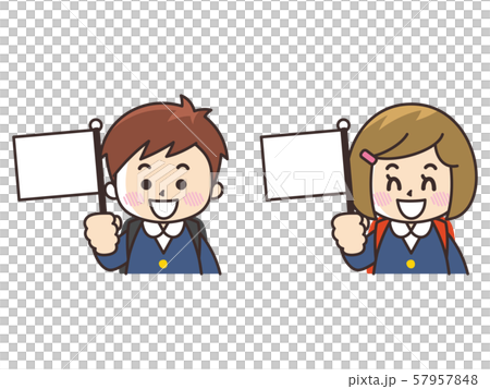 旗を持つ小学生 57957848