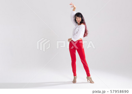 Latino dance, Improvisation, contemporary and vogue dance concept - young beautiful woman dancing on 57958690