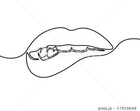 Lips. Bite her lip. Continuous line drawing. Vector illustration. Lips. Bite her lip. Continuous line drawing. Vector illustration. 57959698