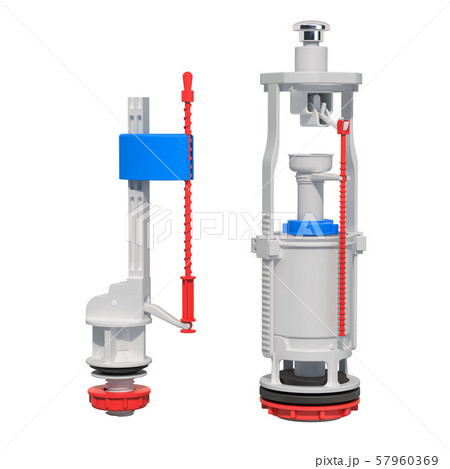 Toilet fill and flush valves, 3D rendering 57960369