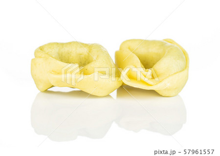 Spinach filled tortelloni isolated on white 57961557