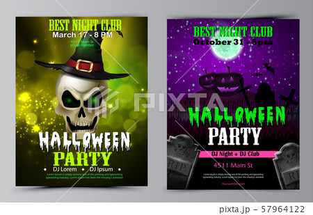 Halloween party flyer with pumpkins 57964122
