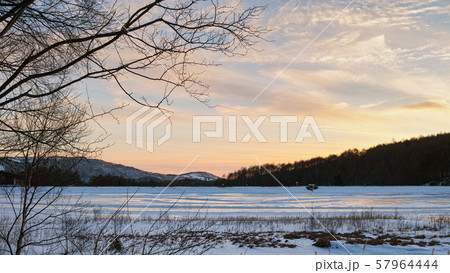 A frozen lake in the Winter, in Tateshina, Japan 57964444