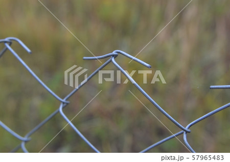 Barbed wire stretched on a fence for security 57965483