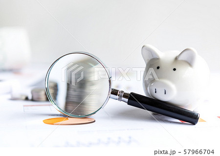 Piggy bank saving and investment with statistics  57966704
