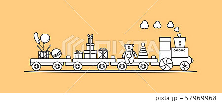 Train carries toys Gifts for holidays to children Train carries toys Gifts for holidays to children 57969968