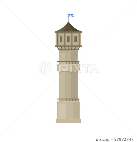 Tower with a gray roof. Vector illustration on a white background. Tower with a gray roof. Vector illustration on a white background. 57972747