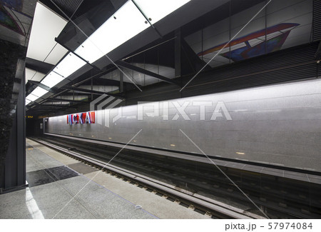Metro station CSKA -- is a station on the Kalininsko-Solntsevskaya Line of the Moscow Metro, Russia. It opened on 26 February 2018 57974084