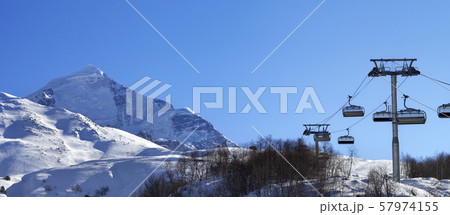Ski resort at sun winter morning 57974155