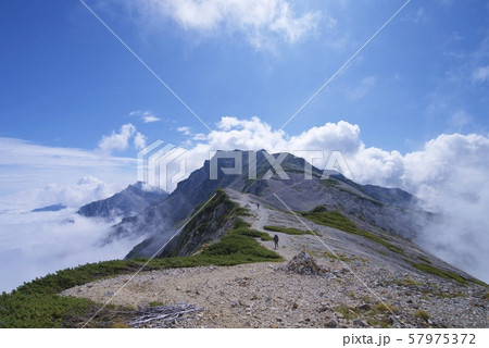 小蓮華山から白馬岳への登山道（白馬連峰、長野県北安曇） 57975372