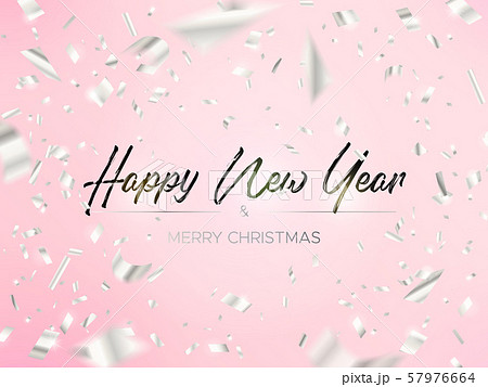 Happy New Year and falling silver confetti 57976664