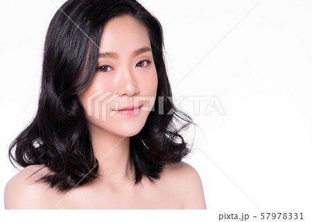 Beautiful Young Asian Woman with Clean Fresh Skin, 57978331