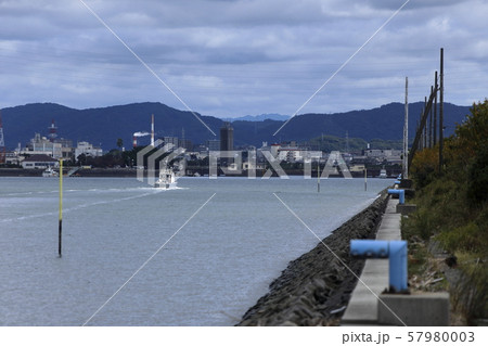 大牟田市　三池港　航路　台風明け、 57980003