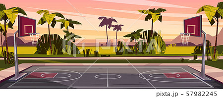 Cartoon Background Of Street Basketball Court Stock Illustration