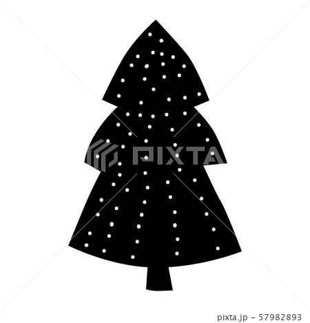 Christmas forest tree fir-tree icon. Simple doodles black white illustration in scandinavian style Christmas forest tree fir-tree icon. Simple doodles black white illustration in scandinavian style 57982893