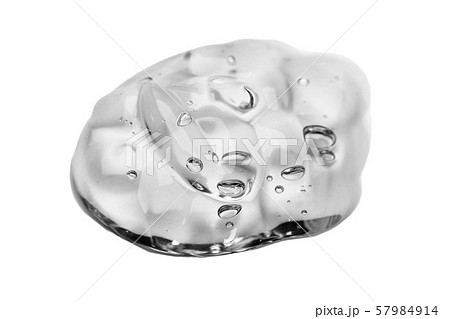 Cream gel transparent cosmetic sample texture with bubbles isolated on white background. Cosmetic 57984914