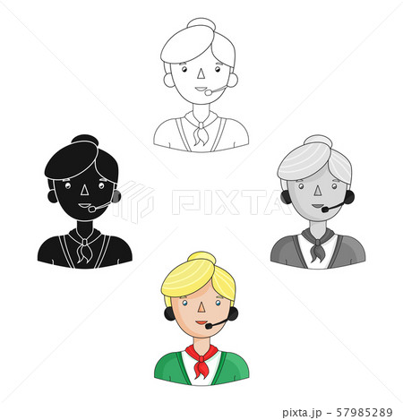 Call center operator icon in cartoon,black style isolated on white background. People of different 57985289