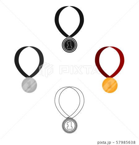 Gold medal for equestrian sport icon in cartoon,black style isolated on white background. Hippodrome 57985638