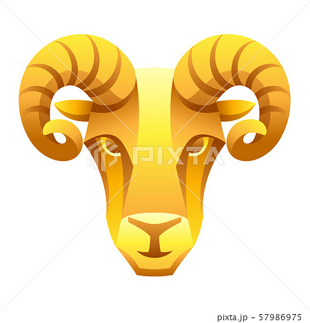 Aries zodiac sign, golden horoscope symbol. 57986975