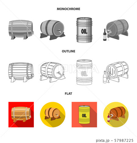 Vector illustration of barrel and beer logo. Set of barrel and keg stock symbol for web. 57987225