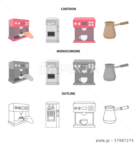 Isolated object of coffee and machine sign. Collection of coffee and kitchen stock symbol for web. 57987274