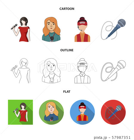 Vector illustration of karaoke and music icon. Collection of karaoke and club vector icon for stock. 57987351