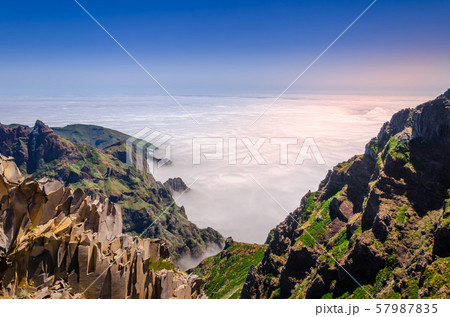 Madeira island view from above the clouds Madeira island view from above the clouds 57987835