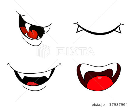 vampire mouth fang smile set  isolated on white 57987964