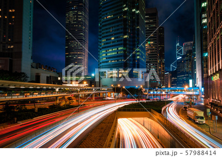 Street traffic in Hong Kong at night 57988414