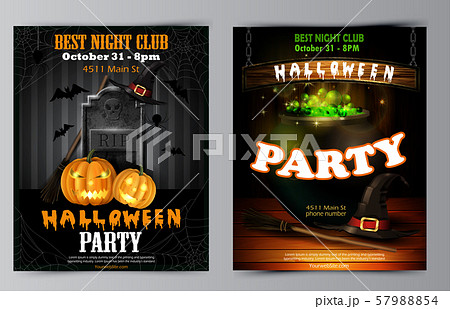 Halloween party flyer with pumpkins Halloween party flyer with pumpkins 57988854