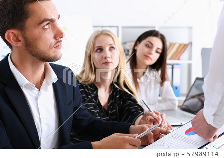 Beautiful smiling woman portrait with group 57989114