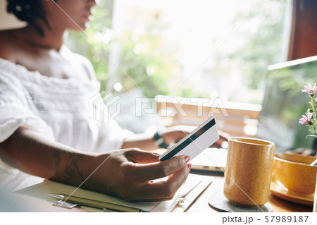 Woman doing shopping online 57989187