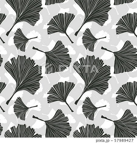 Ginkgo Biloba Leaves Seamless Vector Pattern. Ginkgo Biloba Leaves Seamless Vector Pattern. 57989427