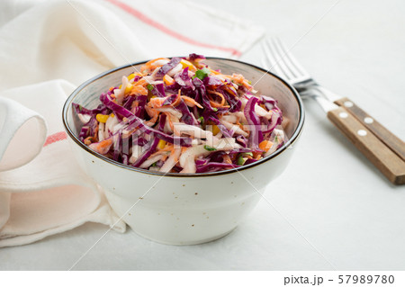 Classic coleslaw salad. 57989780
