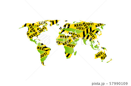 World map decorated - Keep out police yellow World map decorated - Keep out police yellow 57990109