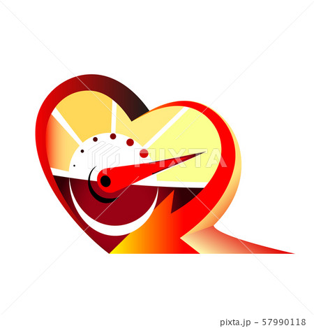 Heart Speedometer icon with arrow speed, RPM logo 57990118