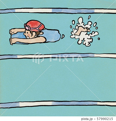 ビート板で泳ぐ女の子 57990215