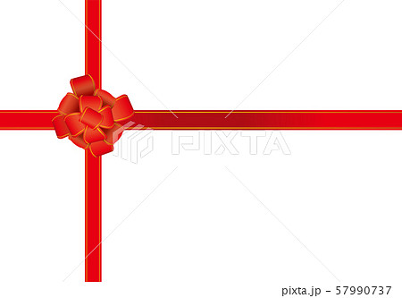 イラスト素材 クロス 十字 に結んだフラワーリボンの背景 オーナメント 赤 プレゼントのイメージのイラスト素材