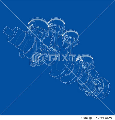 Engine pistons outline. Vector rendering of 3d Engine pistons outline. Vector rendering of 3d 57993829