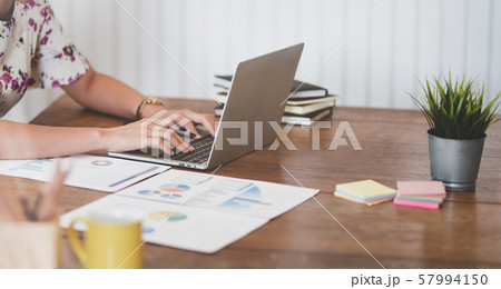 Smart businesswoman summarising her idea concepts 57994150